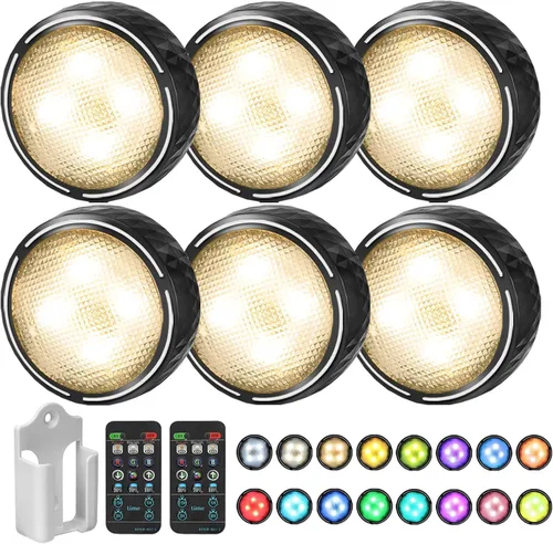 Miniatura 7 de Onumii - Luces LED de disco con control remoto, batería, inalámbricas, con cambio de color, temporizador, para grifo, adhesivas para gabinetes