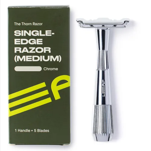 Miniatura 12 de Leaf Thorn Razor by Leaf Shave, maquinilla de afeitar de una sola hoja de metal para hombres y mujeres, cabeza fija con asistencia de carga