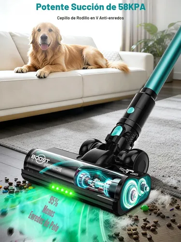 Miniatura 2 de Aspiradora inalámbrica, aspiradora 10 en 1 de 58 Kpa para el hogar, aspiradora de palo de 55 minutos con autopie y pantalla LED, antienredos y carga