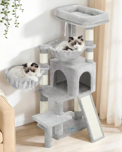 Miniatura 8 de Gitelsnour Árbol para gatos, torre para gatos con condominio, 2 cestas, plataforma grande, tabla para rascar, postes rascadores para gatos