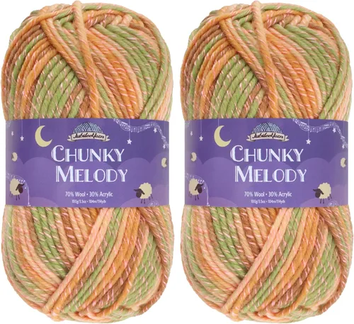 Miniatura 48 de JubileeYarn Chunky Melody - Hilo para tejer 100g/madeja, mezcla de lana gruesa, color maíz naranja - 2 madejas 15 Maíz Naranja