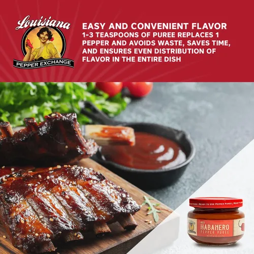 Miniatura 7 de Louisiana Pepper Exchange Salsa de puré de pimiento habanero rojo, súper picante, picante, condimento de chile, a base de plantas, sin gluten