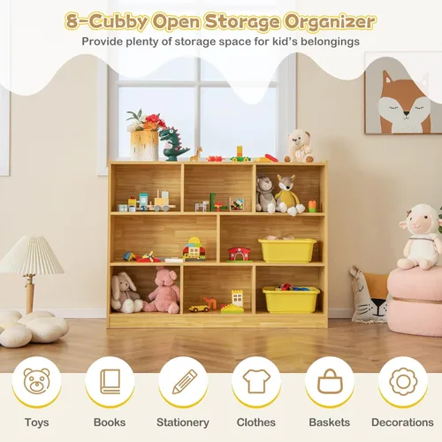 Miniatura 4 de Costzon Estantería de 3 estantes para niños, organizador de almacenamiento de juguetes de madera para libros y juguetes, estantería Montessori