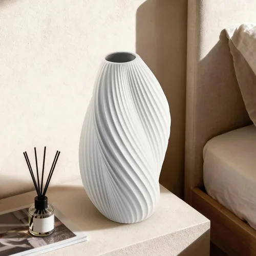 Miniatura 5 de RONDURE Lámpara de mesa moderna de cerámica de 11.9 pulgadas, lámpara de noche totalmente regulable para dormitorio, sala de estar, mesita de noche