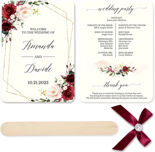 Miniatura 2 de DORIS HOME 50 lazos de cinta de color borgoña con perlas de 5 pulgadas de ancho x 7 pulgadas de alto, para fanáticos del programa de bodas