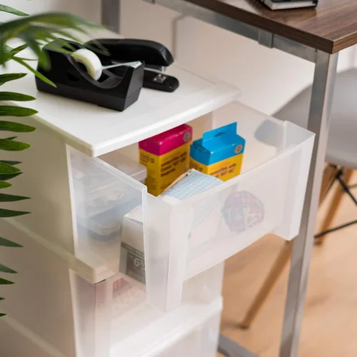 Miniatura 4 de IRIS USA, Inc. Cajón apilable de 17 cuartos de galón, paquete de 4, color blanco (129899)