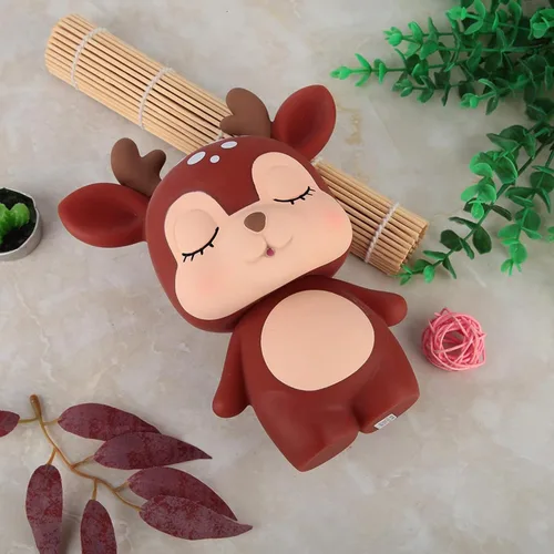 Miniatura 3 de Alcancía, Marrón Forma De Dibujos Animados Innovador Niño Niño Niña Caja Olla Casa Deco ion IRL Supvox Ciervo Ahorro De Dinero