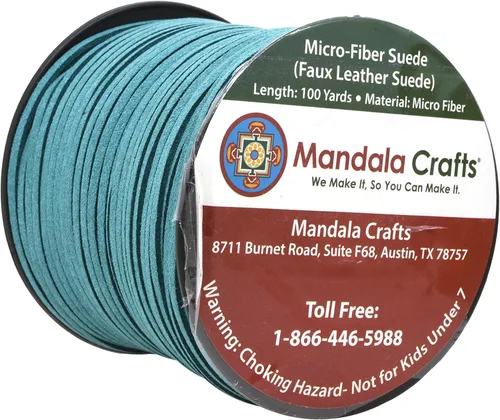 Miniatura 2 de Mandala Crafts Cordones de gamuza sintética, cordones de cuero verde azulado para fabricación de joyas, cordones de cuero de 0.104 in, tiras