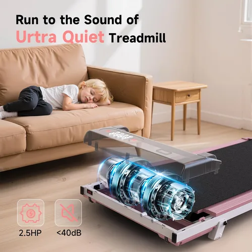 Miniatura 4 de Incline Walking Pad, 3.5HP Foldable Portable Treadmill with Handle Bars, Ultra Quiet ≤40dB Under Desk Treadmills for Home Office, 330LB Capacity