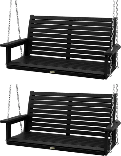 Miniatura 14 de YEFU Columpio colgante para porche al aire libre: banco de columpio de patio de 2 asientos, silla de columpios para todo tipo de clima con cadenas