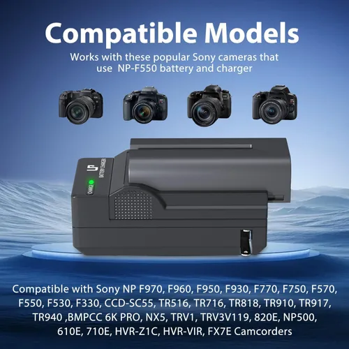 Miniatura 4 de LP Batería NP-F550 2-Pack 2700mah y cargador para Sony NP F550, F530, F970, F960, F770, F750, F330, CCD-SC55, TR516, TR716, TR818, TR910, TR917