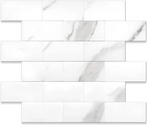 Miniatura 30 de STICKGOO azulejo de metro de 10 hojas para despegar y pegar, azulejo de pared autoadhesivo de PVC, salpicadero adhesivo de Calacatta para cocina
