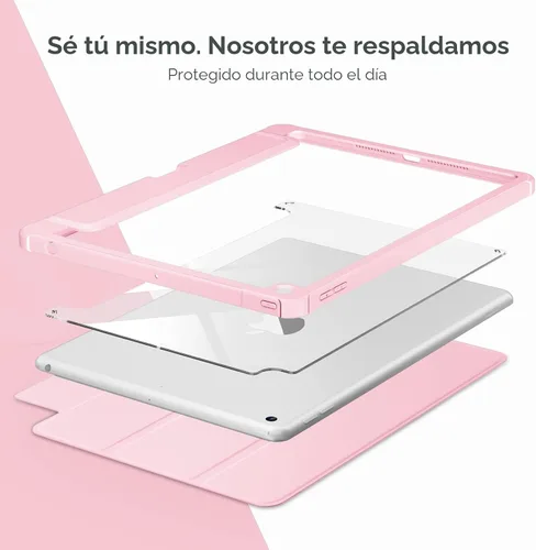 Miniatura 4 de VIKESI - Funda para iPad de 9ª / 8ª / 7ª generación de 10.2 pulgadas (lanzada en 2021/2020/2019), parte trasera transparente, cubierta de marco