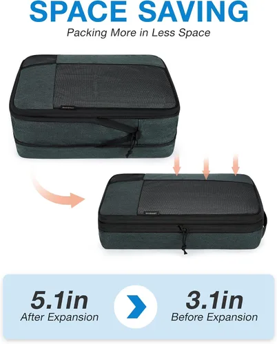 Miniatura 3 de BAGSMART - Cubos de embalaje de compresión para maleta, juego de 6 cubos de embalaje de viaje para equipaje, cubos de viaje de compresión