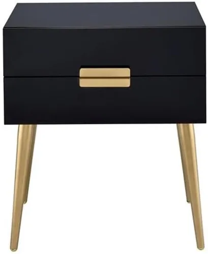 Miniatura 6 de Acme Mesa auxiliar rectangular de madera Denvor en negro y dorado