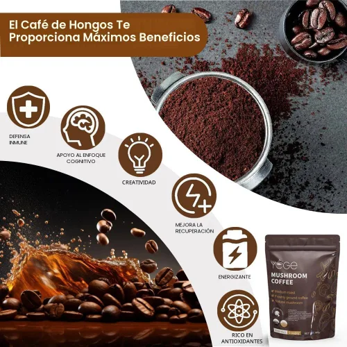 Miniatura 4 de Café de hongos, café instantáneo de hongos con cordyceps, reishi, trompeta rey, shiitake, cola de pavo, melena de león para energía, concentración