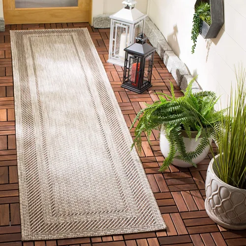 Miniatura 24 de SAFAVIEH Alfombra lavable al aire libre Courtyard Collection - 2'3" x 5', beige y negro, no desprende pelusa y fácil de limpiar, ideal para patio