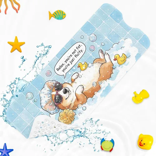 Miniatura 2 de Corgi - Divertida alfombrilla de ducha para perro, diseño de pato caprichoso, antideslizante, extra larga, 40 x 16 pulgadas, lavable a máquina