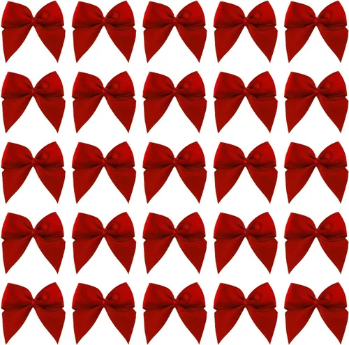 Miniatura 5 de 7Rainbows, 50 lazos de mini cinta de satén negro con flores y apliques para manualidades DIY, para costura, álbumes de recortes, boda y regalo