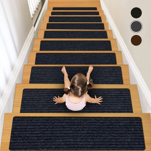 Miniatura 15 de Alfombras Antideslizantes para Escaleras, 7.8" X 30" (Paquete de 7) Alfombra de Escalera para Interiores y Exteriores, Alfombrillas Antideslizantes