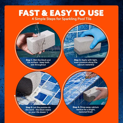 Miniatura 6 de Pumie - Paquete de 2 piedras pómez para limpieza de azulejos de piscina, removedor de calcio para manchas de azulejos y yeso, limpiador
