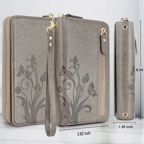 Miniatura 6 de Funda compatible con iPhone 15 Plus/iPhone 14 Plus, Crossbody con doble cremallera desmontable de cuero tipo cartera funda para teléfono