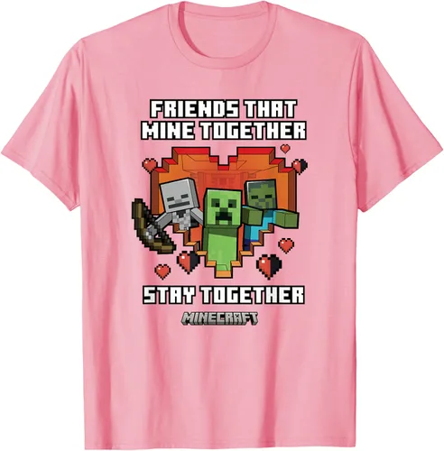 Miniatura 30 de Minecraft Camiseta de San Valentín Friends That Mine Together Mobs, Negro