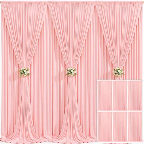 Miniatura 56 de Cortina de fondo beige de 10x10 para bodas y fiestas, cortina de fondo beige sin arrugas para fotos, cortinas de fondo para decoración de baby Gris