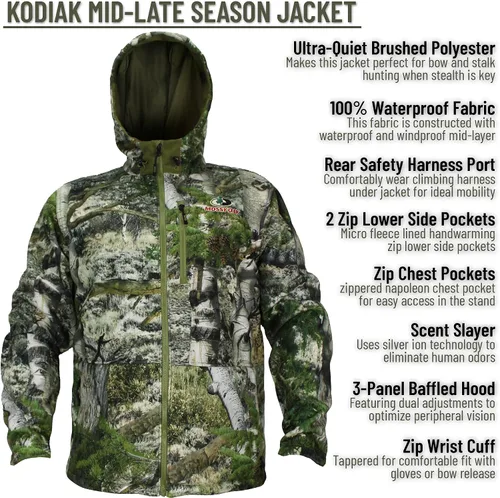 Miniatura 4 de Kodiak - Chaqueta de camuflaje para todas las estaciones, impermeable, resistente al viento, ultra silenciosa