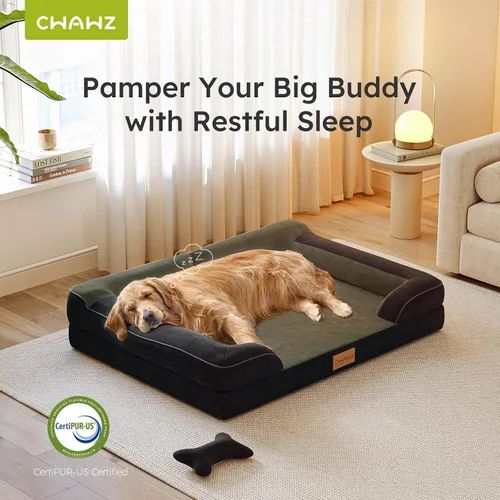 Miniatura 5 de CWAWZ Cama ortopédica para perros extra grandes, cama ortopédica para perros con espuma viscoelástica de gel refrescante, cama impermeable para Negro