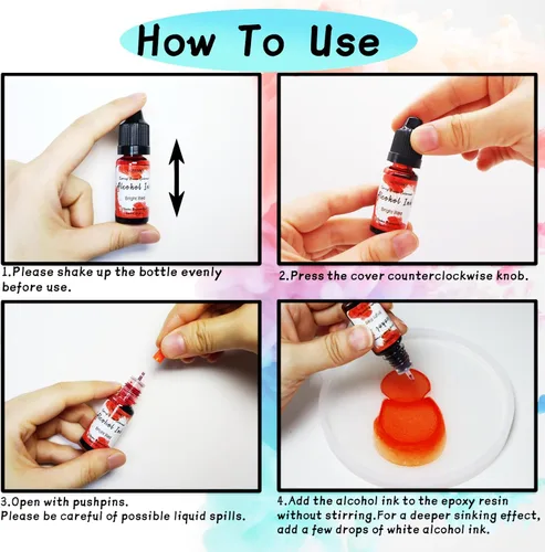 Miniatura 5 de Juego de tinta de alcohol – 70 botellas de colores vibrantes de tinta a base de alcohol de alta concentración, tinte de color de pintura de resina