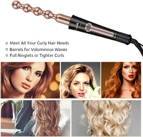 Miniatura 2 de Juego de rizador 5 en 1, Rizador de pelo 24K Oro Rosa con barriles intercambiables de cerámica, rizador de pelo, varita rizador de pelo y ondulador