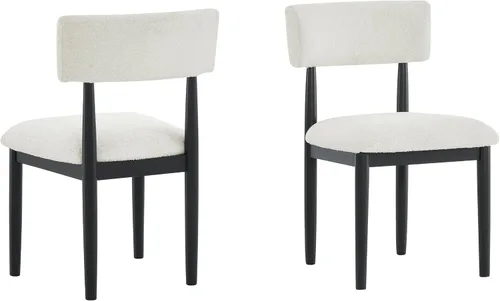Miniatura 7 de Roundhill Furniture Ellis Boucle - Juego de 2 sillas de comedor tapizadas, color blanco y negro mate