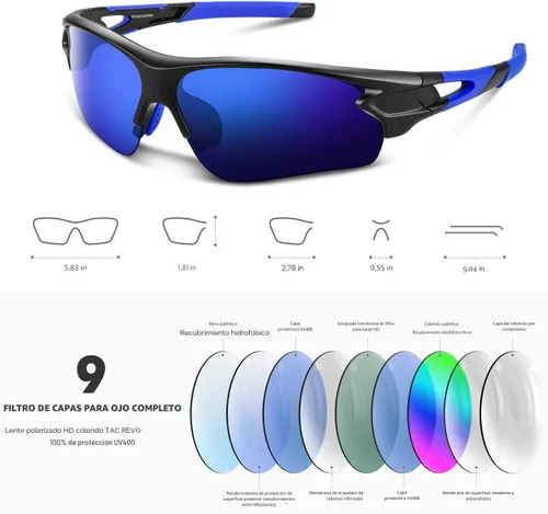 Miniatura 3 de BEACOOL Polarized Sports Sunglasses for Men Women Youth Baseball Fishing Cycling Running Golf Motorcycle Tac Glasses UV400 Azul brillante
