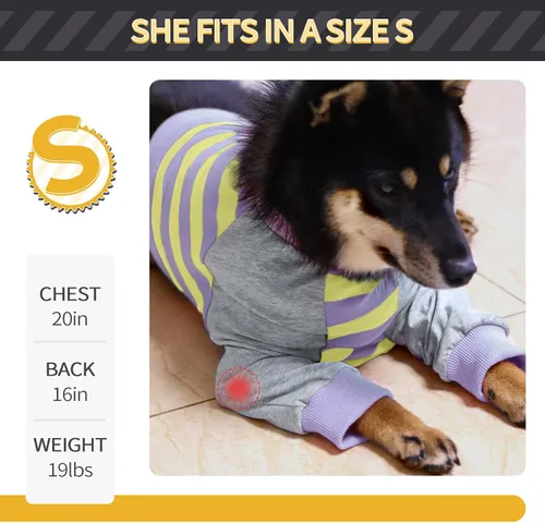 Miniatura 5 de FUAMEY Manga de Recuperación para Perros con Protector de Codo, Camisa para Perros para Evitar que Laman las Articulaciones, Traje de Manga Larga