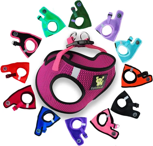Miniatura 19 de EcoBark Arnés para perro – Arneses ecológicos para perros XXS, XS y pequeños – Chaleco de cuerpo pequeño reflectante y ajustable – Arnés de malla