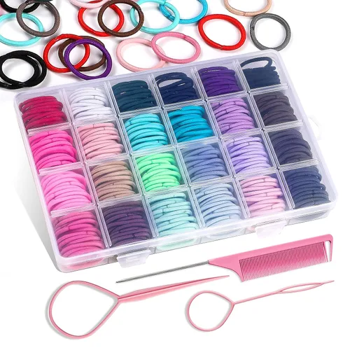 Miniatura 8 de 200 piezas de gomas elásticas para el cabello, sin pliegues, pequeños sujetadores de cola de caballo para niños, niñas, bebés y niños pequeños