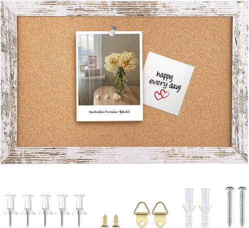 Miniatura 13 de Tablón de anuncios de fieltro gris, 14.2 x 10.2 pulgadas, tablones de anuncios decorativos para colgar en paredes con marco de madera rústica