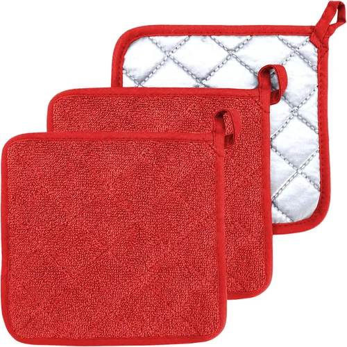 Miniatura 15 de Soporte para ollas de horno de algodón resistente al calor, agarradera de tela de toalla para cocina, guantes de horno para cocinar, cuadrado, 7 x 7