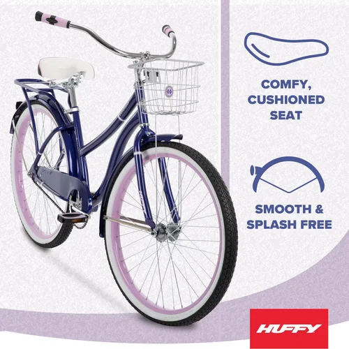 Miniatura 4 de Huffy Cruiser Bike, Fairmont or Woodhaven Model, 20/24/26 Inch Sizes, Perfect for Casual Rides, Ergonomic Design, Rear Rack and Basket on Woodhaven