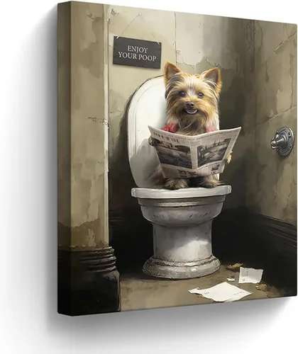 Miniatura 13 de Lienzo decorativo de osos divertidos para pared, cuadros en blanco y negro, decoración de pared de baño, oso sentado en el inodoro, lectura