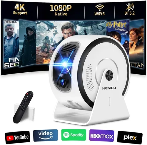 Miniatura 10 de [Aplicaciones integradas y enfoque automático] Mini proyector 4K 1080P 2026 actualizado Auto Keystone Proyector giratorio de 360° portátil, con WiFi