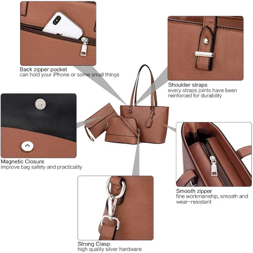 Miniatura 6 de BROMEN Bolsos de mano de cuero de diseñador para mujer bolsos y bolsos de hombro de gran capacidad M Bolso de mano