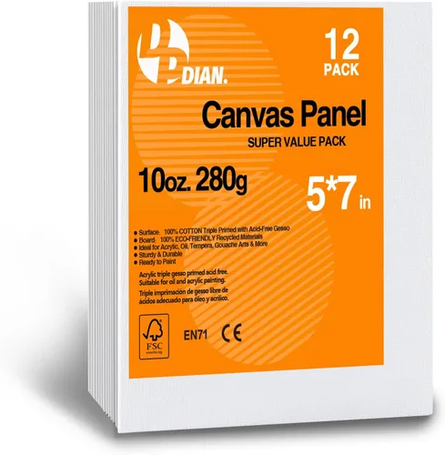 Miniatura 24 de Paquete de 40 tableros de lienzo para pintar, paquete de 8 x 10 pulgadas, paneles de lienzo para pintura al óleo y acrílica