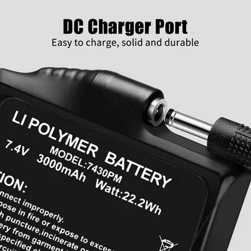 Miniatura 7 de Baterías recargables de polímero de litio de 7.4 V 3000 mAh para guantes calentados con batería, 2 baterías de polímero de litio para calcetines