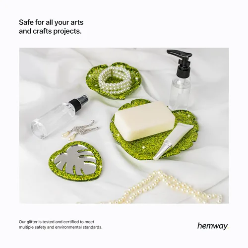 Miniatura 18 de Hemway - Purpurina para resina 100g, cristales metálicos plateados, copos súper gruesos para vasos de epoxi, cera de fusión