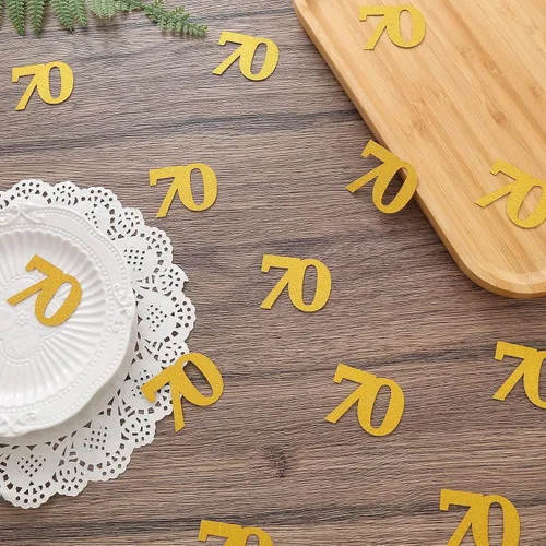 Miniatura 2 de Decoraciones de cumpleaños con confeti número 70 – Decoración de mesa de confeti de cumpleaños con purpurina dorada para fiesta de cumpleaños