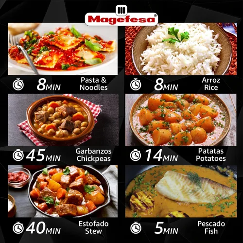 Miniatura 7 de MAGEFESA Chef - Olla a presión de aluminio de 23 cuartos de galón, tapa de acero inoxidable, base de termodifusión, 3 sistemas de seguridad, cocción