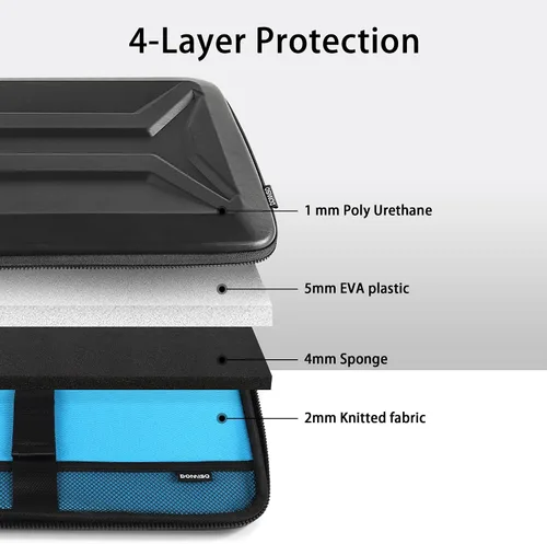 Miniatura 4 de DOMISO Funda rígida para laptop de 13 pulgadas, impermeable, a prueba de golpes, funda protectora para laptop con mango retráctil para MacBook Air