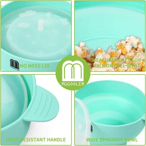 Miniatura 4 de MMUGOOLER - Máquina de palomitas de maíz de silicona original para microondas, cuenco plegable con tapa, sin BPA y apto para lavavajillas, rápido